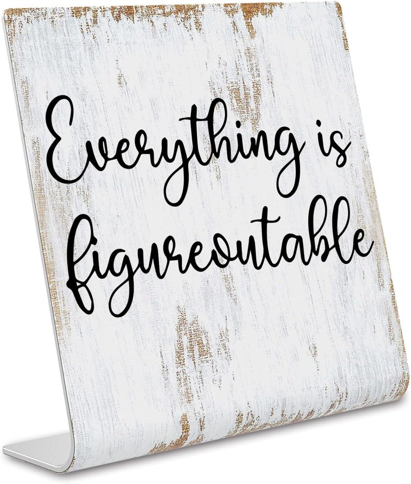 TRCENDE Everything is Figureoutable Sign, Inspirational Gift for Woman, Men, Workers, Friends,Motivational Desk Sign Decorations for Home Office Desk Bar Cubicle Table Shelf Plaque Sign Decor dksg15 - Image 1